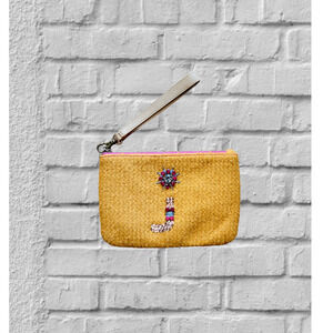 Anthropologie Miss Albright Boho Cloth Deep Orange Wristlet with Beaded …